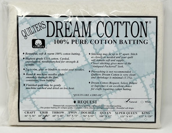 White Cotton Request Low Loft Crib Quilt Batting